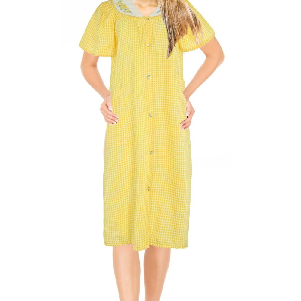 JEFFRICO House Dresses for Women with Pockets - Lightweight Breathable Yellow